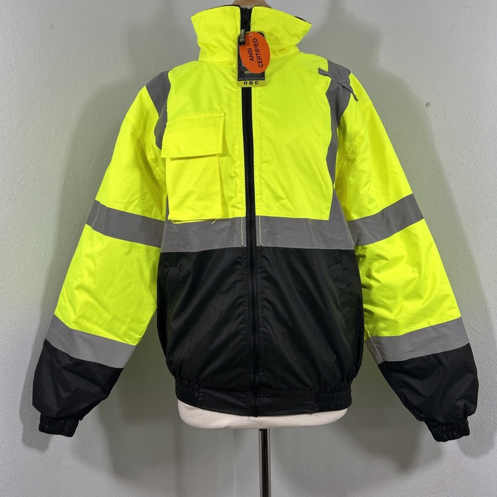 Game Workwear Safety Jacket Mens M ANSI Waterproof Reflective‎ Windbreaker